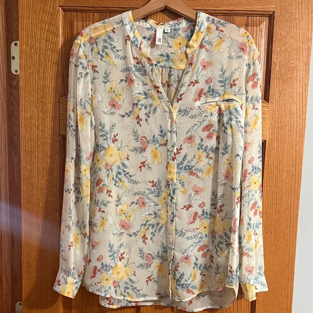 Kut from the Kloth Floral Button-Up Blouse in Cream and Yellow - Picture 1 of 5
